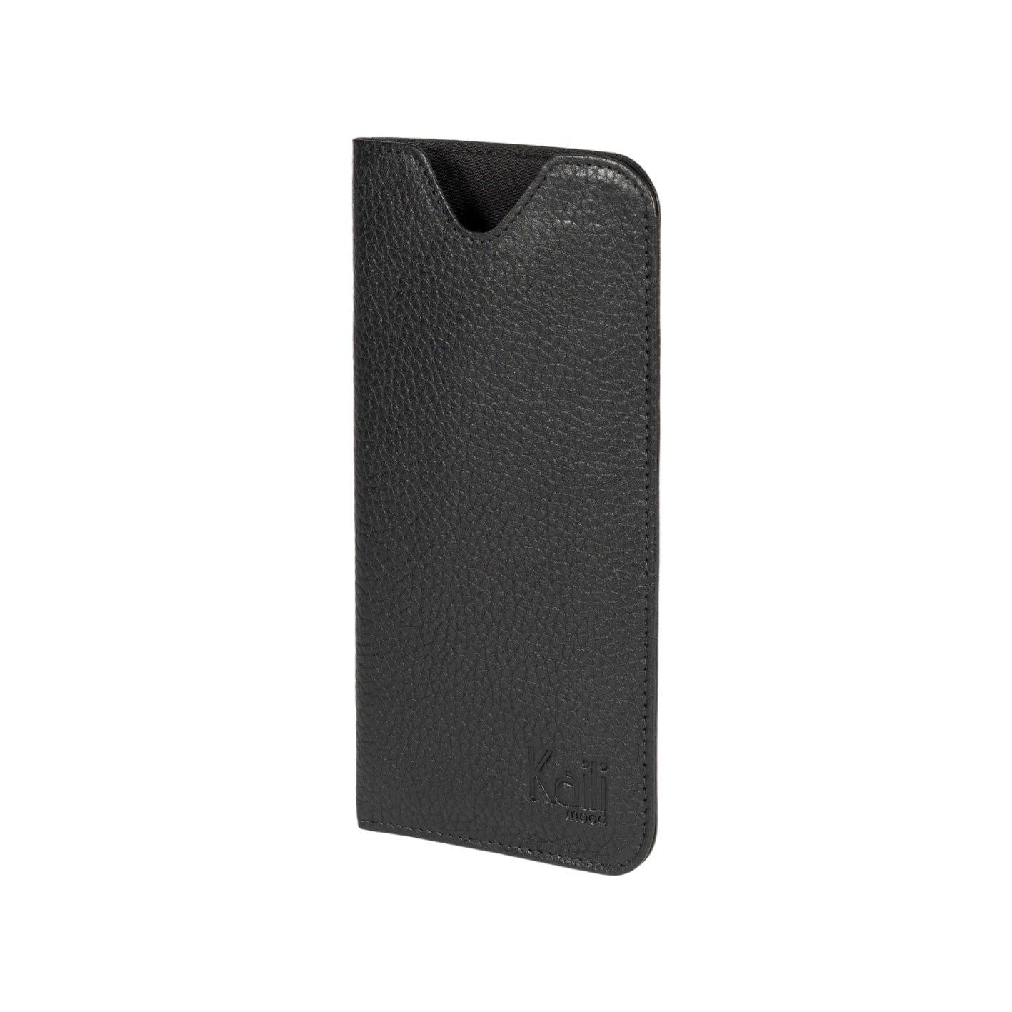 K0030AB | Custodia per Occhiali in Vera Pelle pieno fiore, grana dollaro - Colore Nero - Dimensioni: cm 8,5 x 16,5 x 0,5 - Confezione: Scatola regalo fondo/coperchio-0