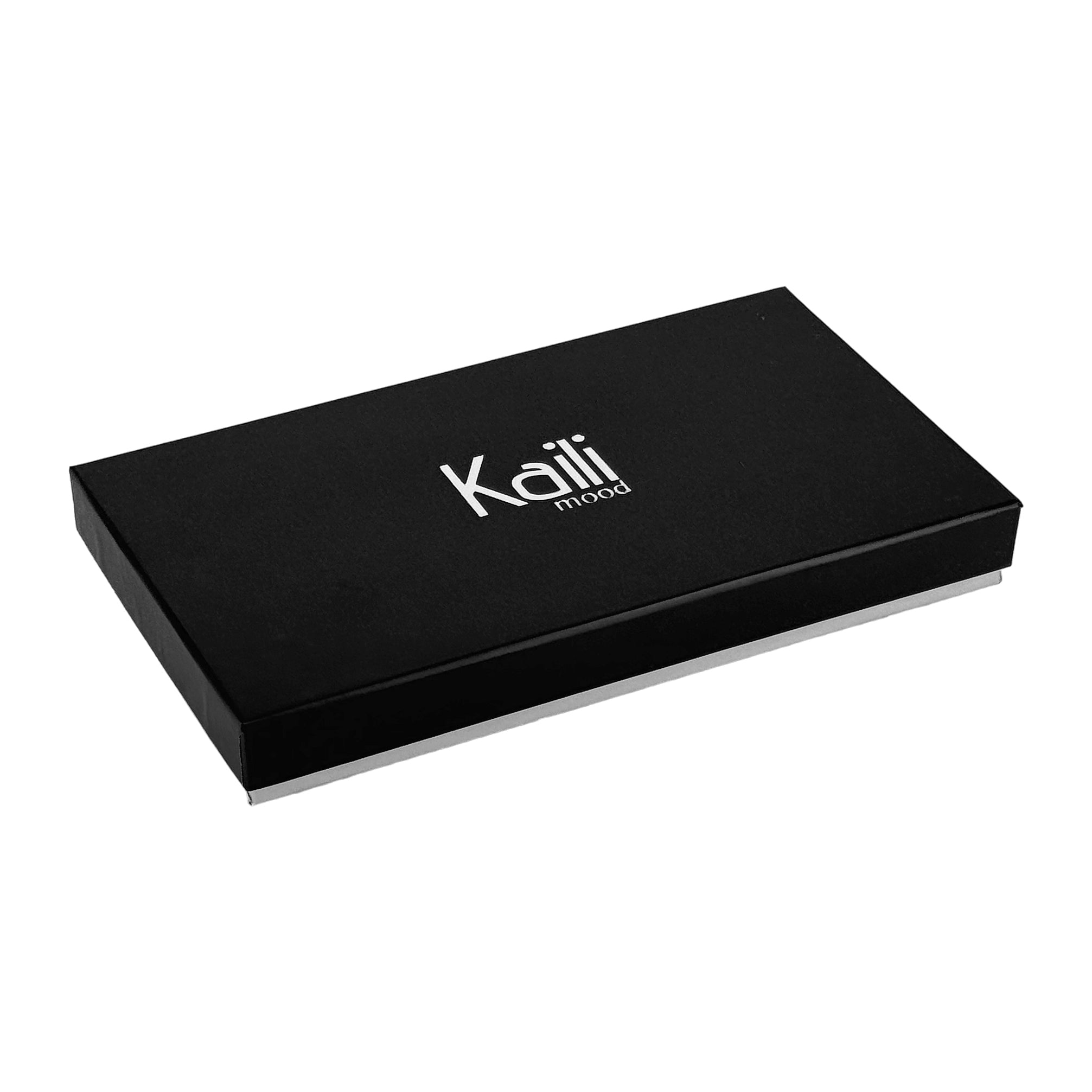 K0030AB | Custodia per Occhiali in Vera Pelle pieno fiore, grana dollaro - Colore Nero - Dimensioni: cm 8,5 x 16,5 x 0,5 - Confezione: Scatola regalo fondo/coperchio-3