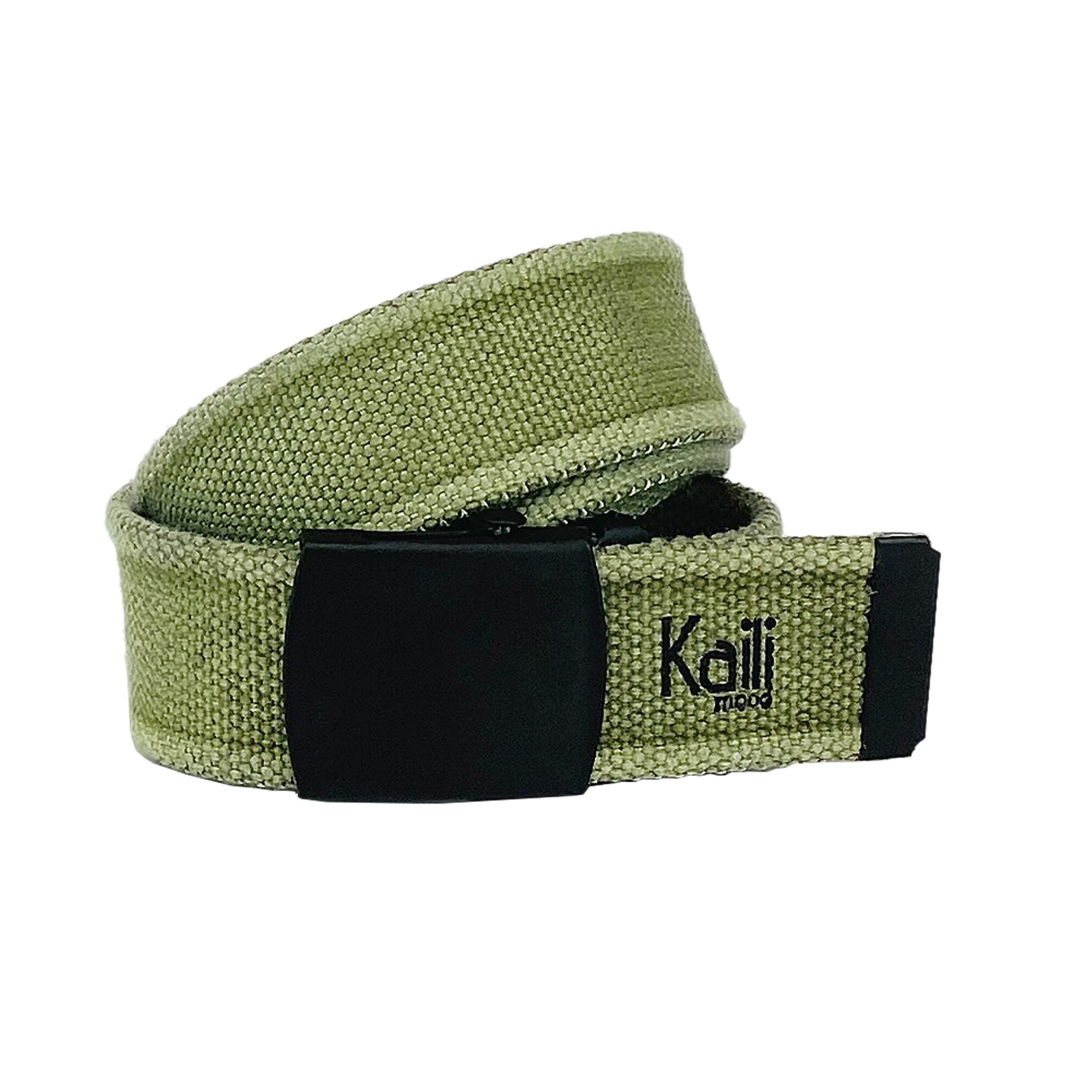 K4010EB | Cintura Nastro Canvas Stone Washed Col. Verde con Fibbia Nero Opaco. Dimensioni: cm 125 x 4 x 0,5 Taglia Unica - Accorciabile. Confezione: Gift Box rigido fondo/coperchio-0