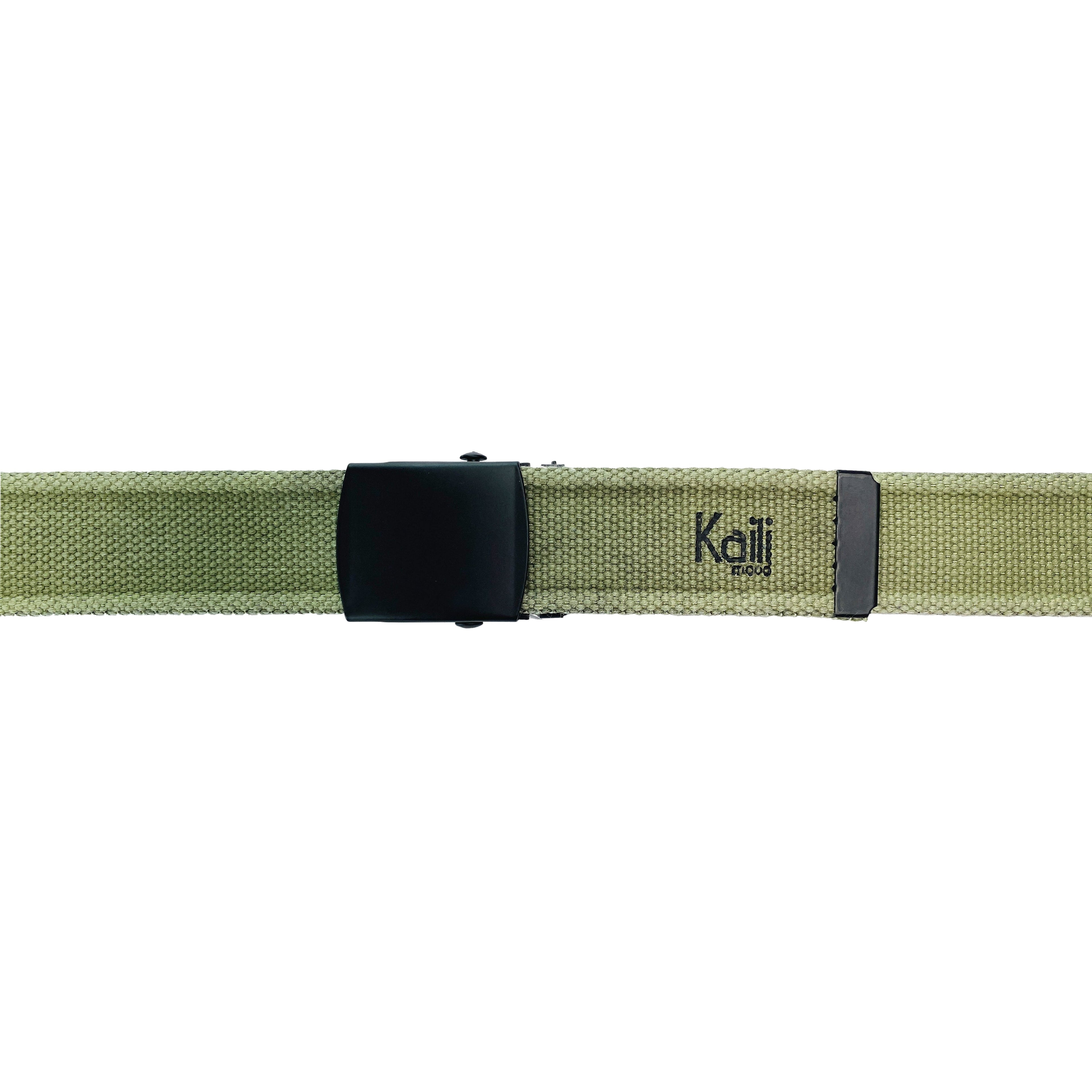 K4010EB | Cintura Nastro Canvas Stone Washed Col. Verde con Fibbia Nero Opaco. Dimensioni: cm 125 x 4 x 0,5 Taglia Unica - Accorciabile. Confezione: Gift Box rigido fondo/coperchio-1