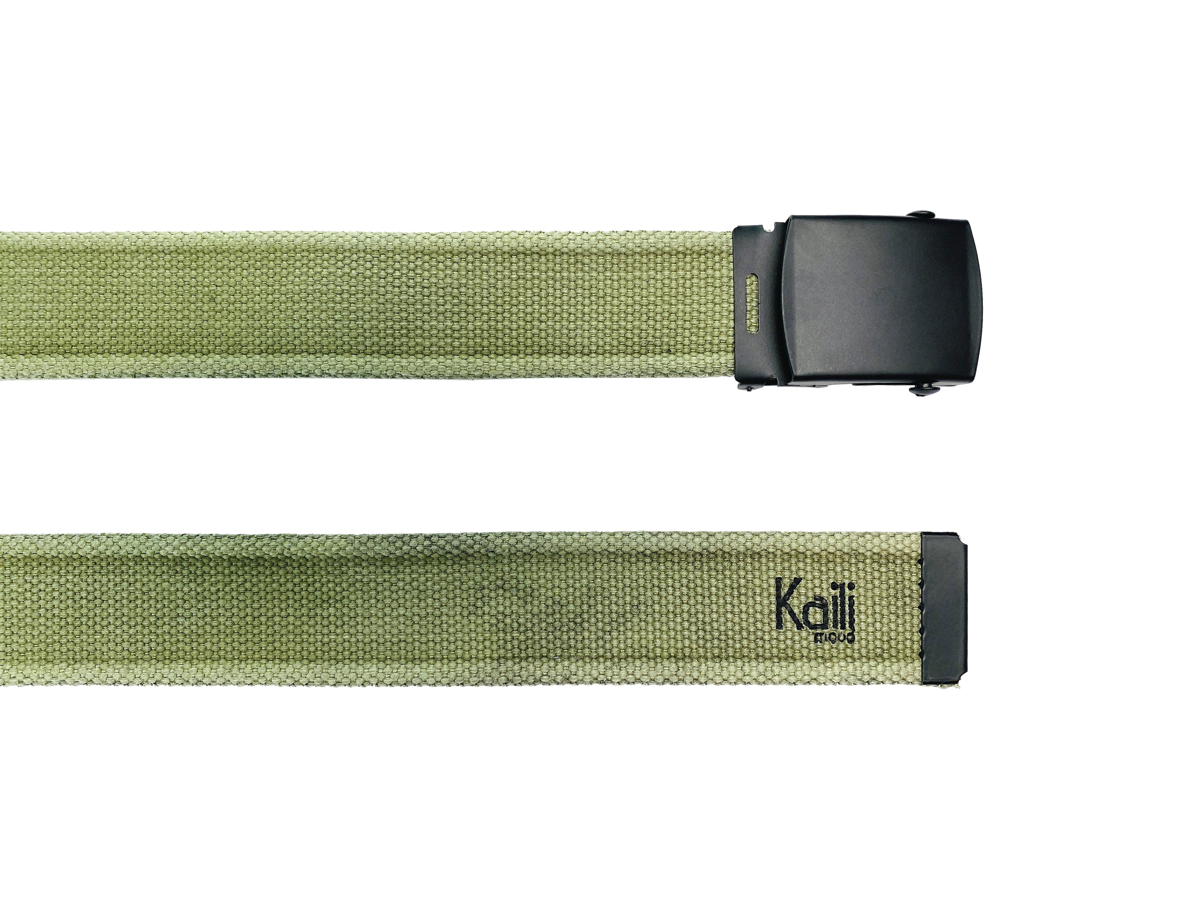 K4010EB | Cintura Nastro Canvas Stone Washed Col. Verde con Fibbia Nero Opaco. Dimensioni: cm 125 x 4 x 0,5 Taglia Unica - Accorciabile. Confezione: Gift Box rigido fondo/coperchio-2