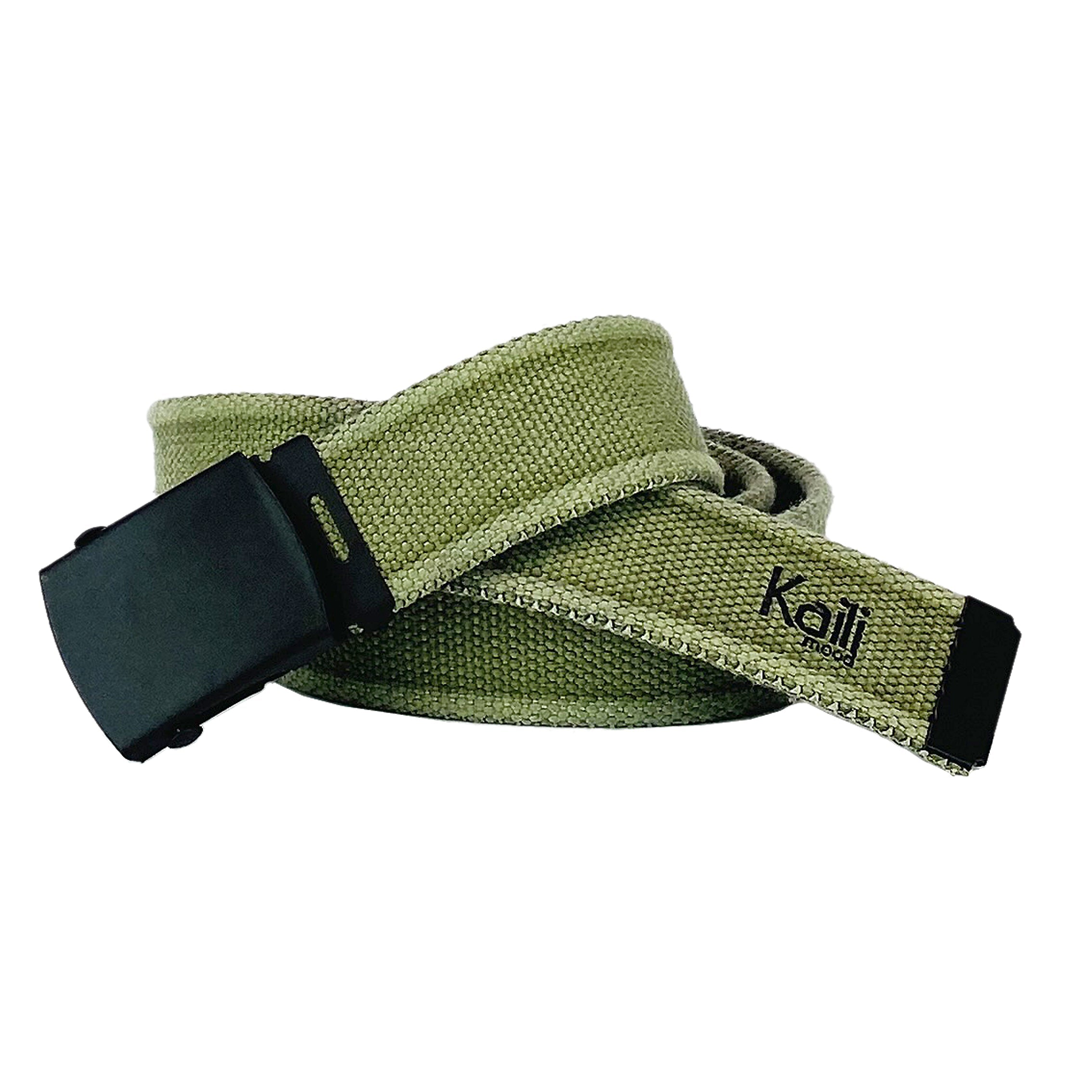 K4010EB | Cintura Nastro Canvas Stone Washed Col. Verde con Fibbia Nero Opaco. Dimensioni: cm 125 x 4 x 0,5 Taglia Unica - Accorciabile. Confezione: Gift Box rigido fondo/coperchio-3